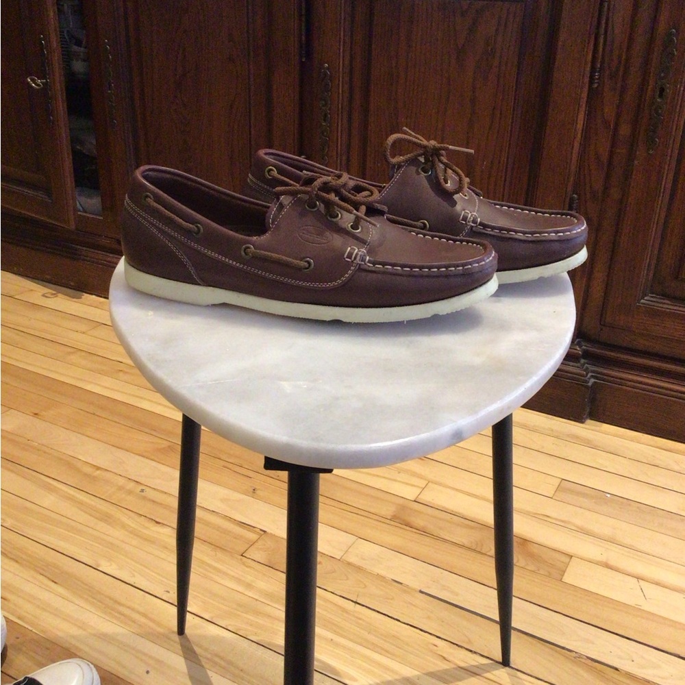 Preppy Timeless Church’s Brown Leather Boat Shoes with White Sole